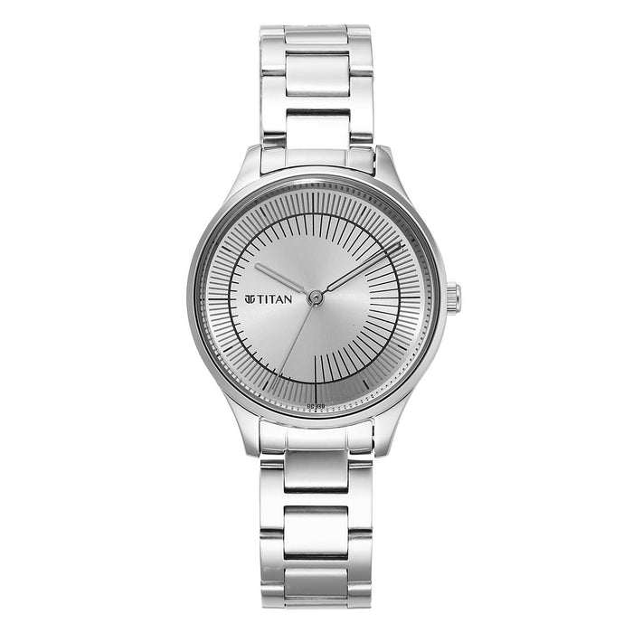 Titan silver dial stainless steel watch for women 2649SM09