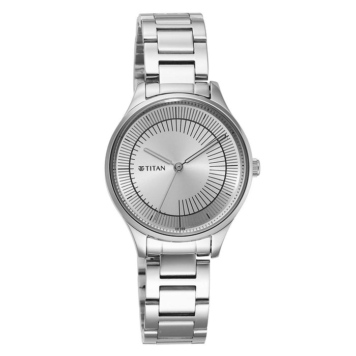 Titan silver dial stainless steel watch for women 2649SM09