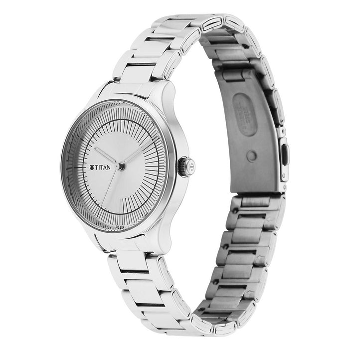 Titan silver dial stainless steel watch for women 2649SM09
