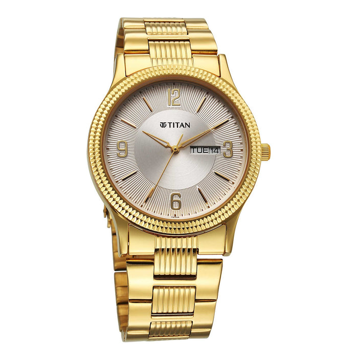 Titan Silver White Dial Analog Watch for Men