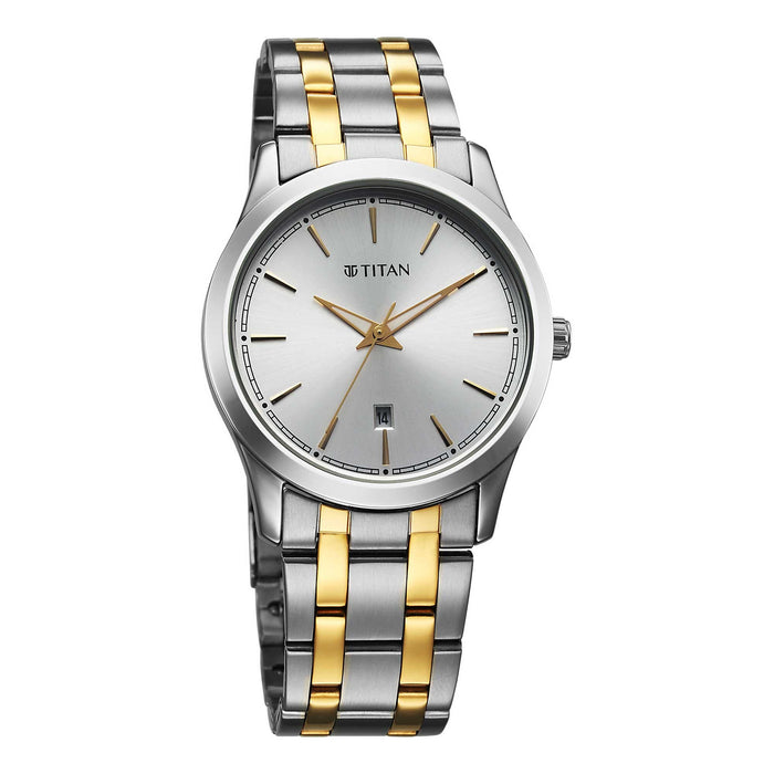 Titan Silver White Dial Analog Watch for Men