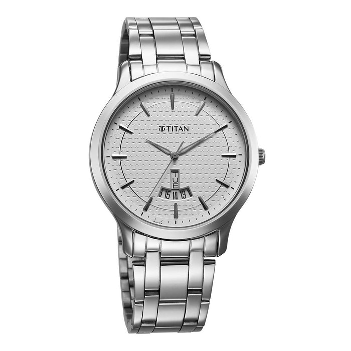 Titan Silver White Dial Analog Watch for Men
