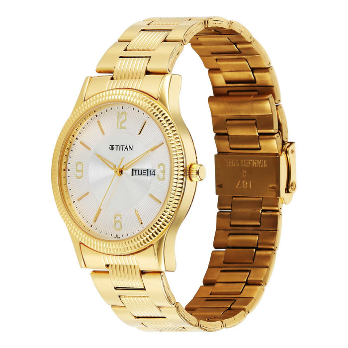 Titan Silver White Dial Analog Watch for Men