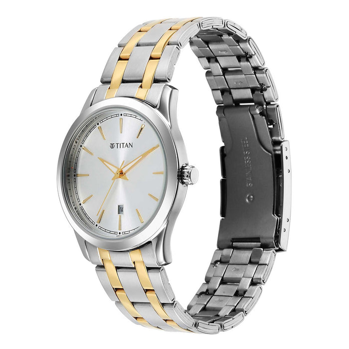 Titan Silver White Dial Analog Watch for Men