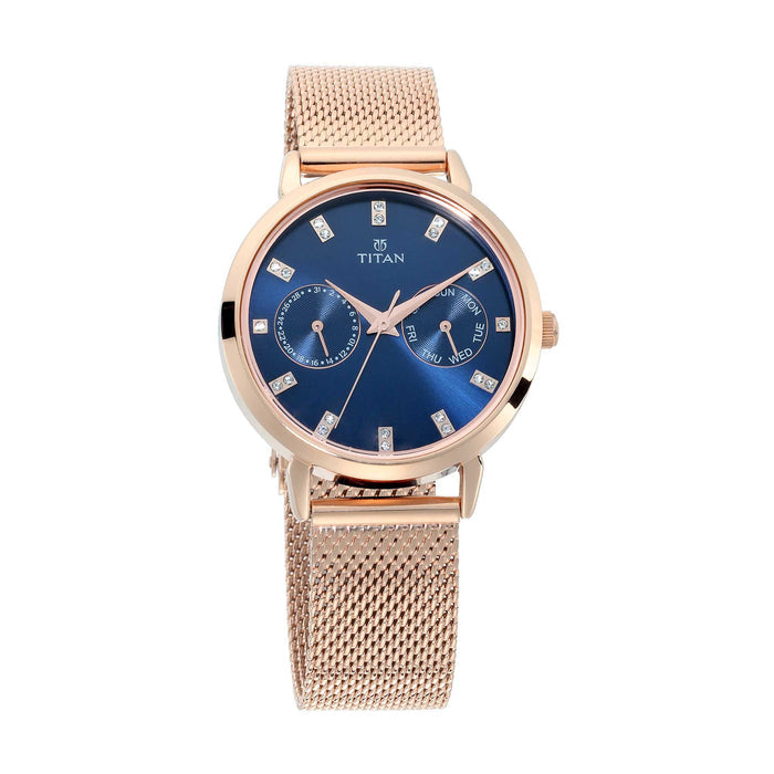 Titan Sparkle Blue Dial Analog Multi Function Watch for Women 2569WM05