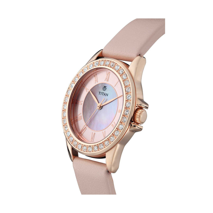 Titan Sparkle Pink Dial Analog Watch for Women 9798WL01