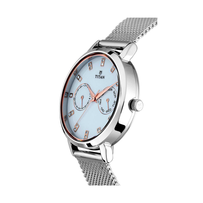 Titan Sparkle White Dial Analog Multi Function Watch for Women 2569SM05