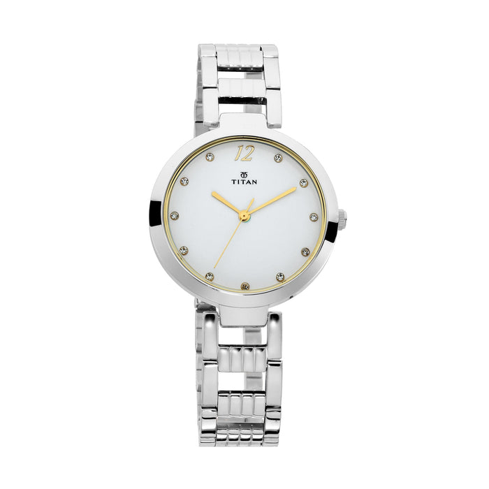 Titan Sparkle White Dial Analog Watch for Women - 2480SM09, bracelet