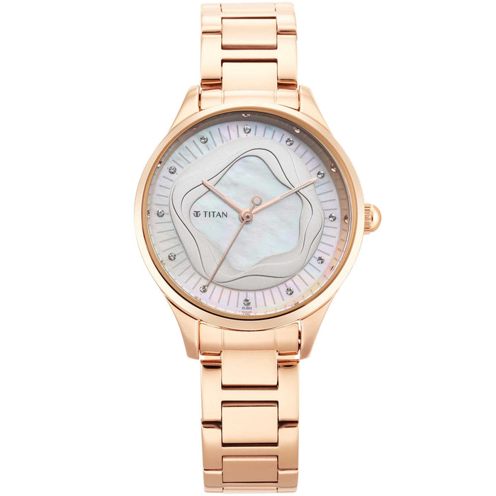 Titan Wander White Dial Metal Strap Watch