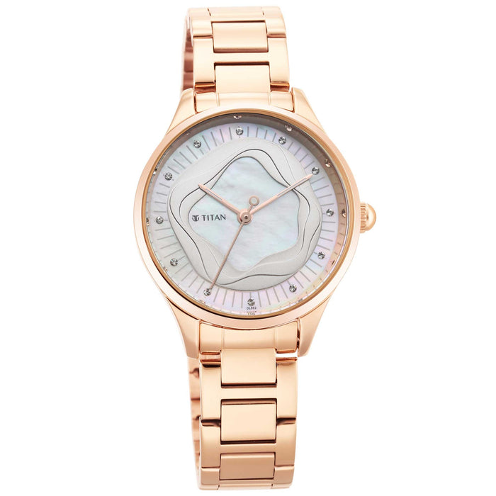 Titan Wander White Dial Metal Strap Watch