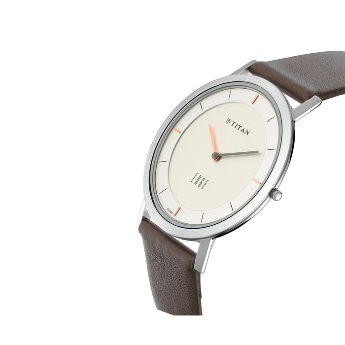 Titan Watch for Men, Quartz Movement, Analog Display, Brown Leather Band Strap-NP1595SL03, Brown, free size, Strap