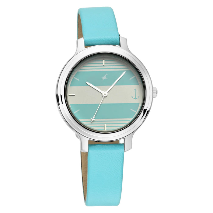 Titan Watch for Women, Quartz Movement, Analog Display, Blue Leather Strap-NR6217SL02, Blue, casual