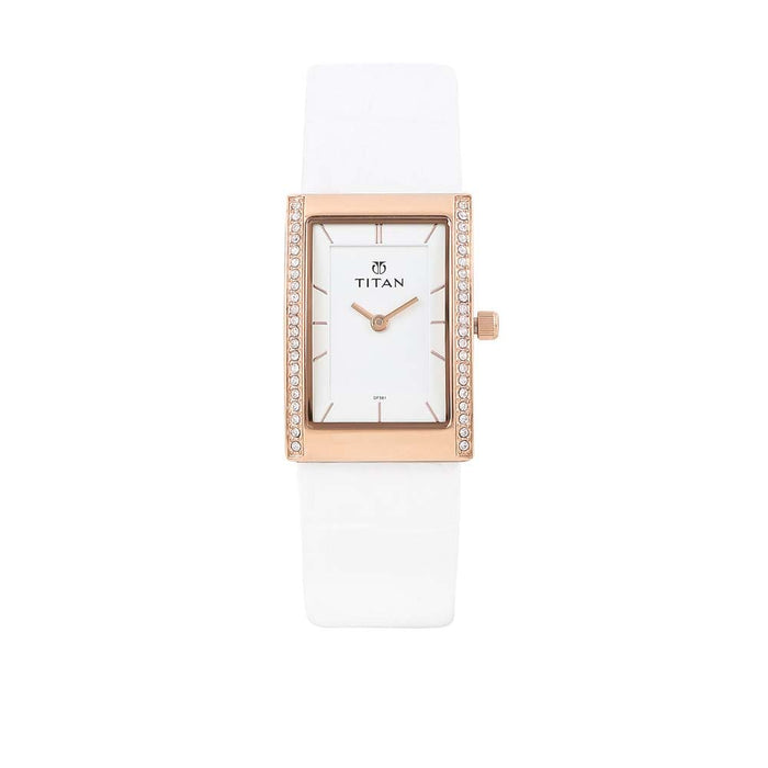 Titan White Dial Analog Watch for Women 95034WL01