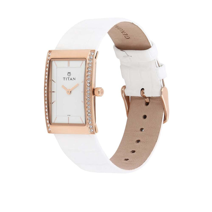 Titan White Dial Analog Watch for Women 95034WL01