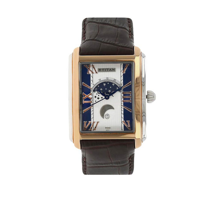 Titan White Dial Leather Strap Watch 1662KL01