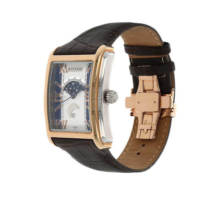 Titan White Dial Leather Strap Watch 1662KL01