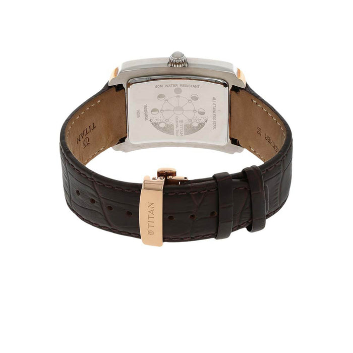 Titan White Dial Leather Strap Watch 1662KL01