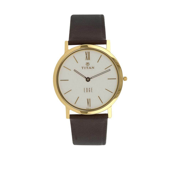 Titan White Dial Leather Strap Watch 679YL01