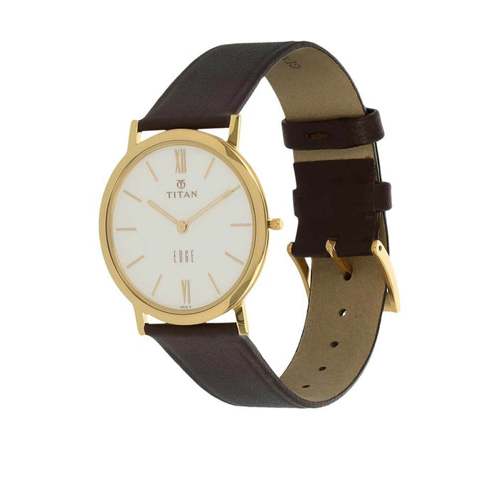 Titan White Dial Leather Strap Watch 679YL01