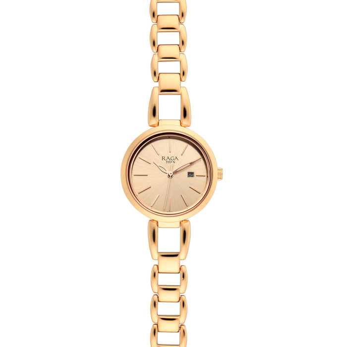 Titan Women Metal Rose Gold Dial Analog Watch -Nr2642Wm01, Band Color-Rose Gold