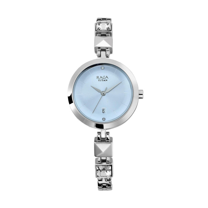 Titan Women's Analogue Quartz Silver Metal Strap Watch - 2606SM01