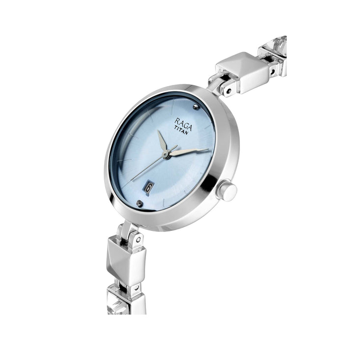 Titan Women's Analogue Quartz Silver Metal Strap Watch - 2606SM01