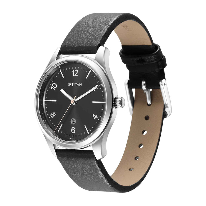 Titan Women's Anthracite Dial Leather Strap Watch