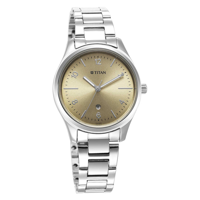 Titan Women's Biege Dial Leather Strap Watch
