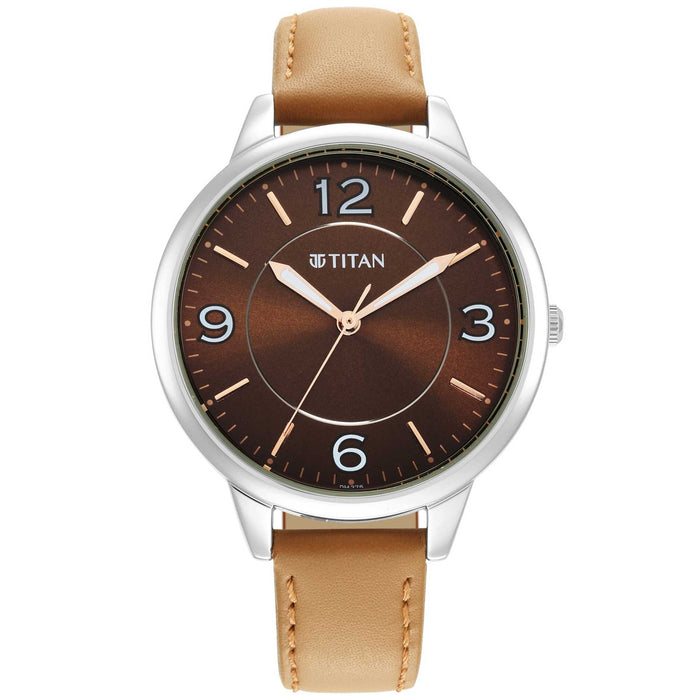 Titan Women's Quartz Watch with Analog Display and Leather Bracelet 2617SL03