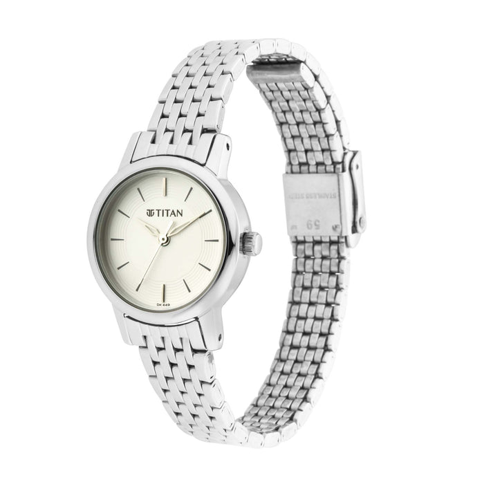 Titan Women's Quartz Watch with Analog Display and Metal Bracelet 2593SM04