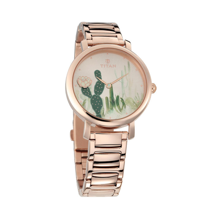 Titan Women's Quartz Watch with Analog Display and Stainless Steel Bracelet 95102WM02