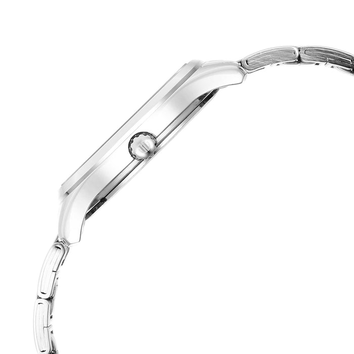 Titan Women's Silver White Dial Leather Strap Watch