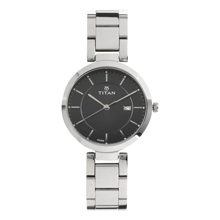 Titan Workwear 2480SM08 Stainless Steel Band Round Analog Watch for Women - Silver, bracelet