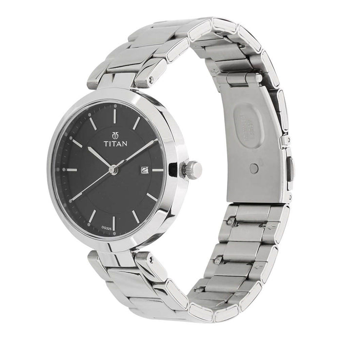 Titan Workwear 2480SM08 Stainless Steel Band Round Analog Watch for Women - Silver, bracelet