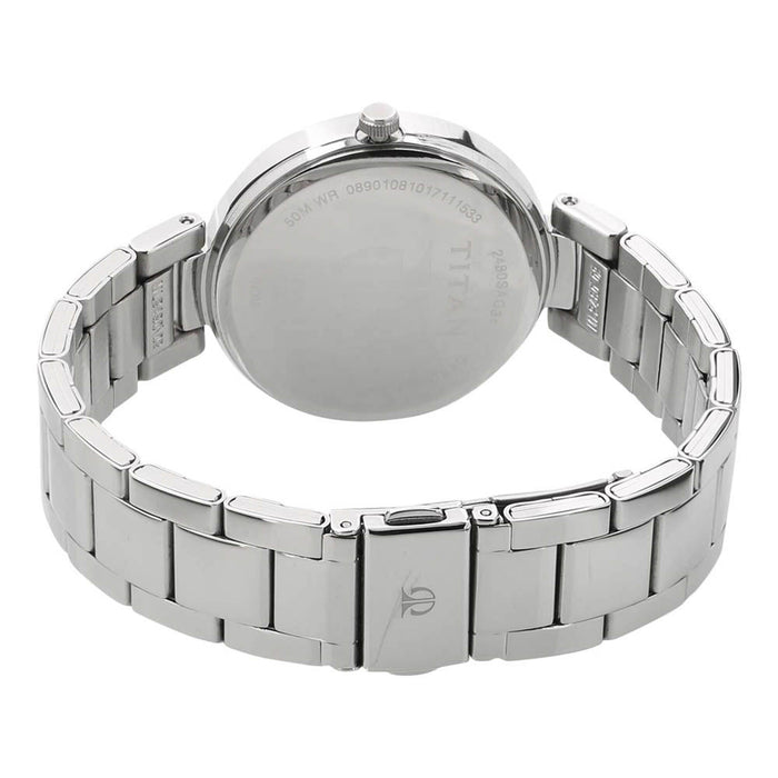 Titan Workwear 2480SM08 Stainless Steel Band Round Analog Watch for Women - Silver, bracelet