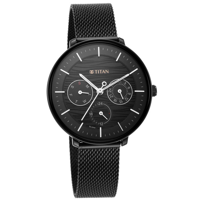 Titan Workwear Black Dial Black Stainless Steel Strap Watch 2651NM02