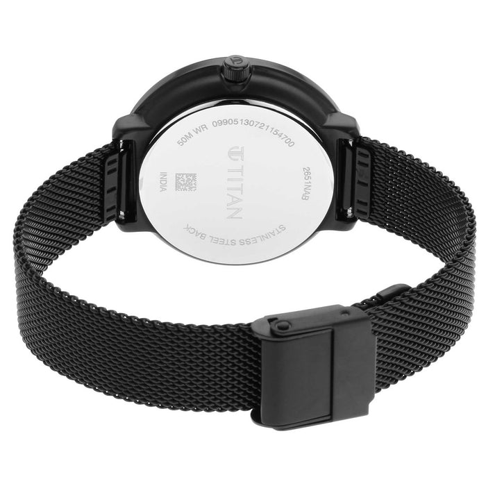 Titan Workwear Black Dial Black Stainless Steel Strap Watch 2651NM02