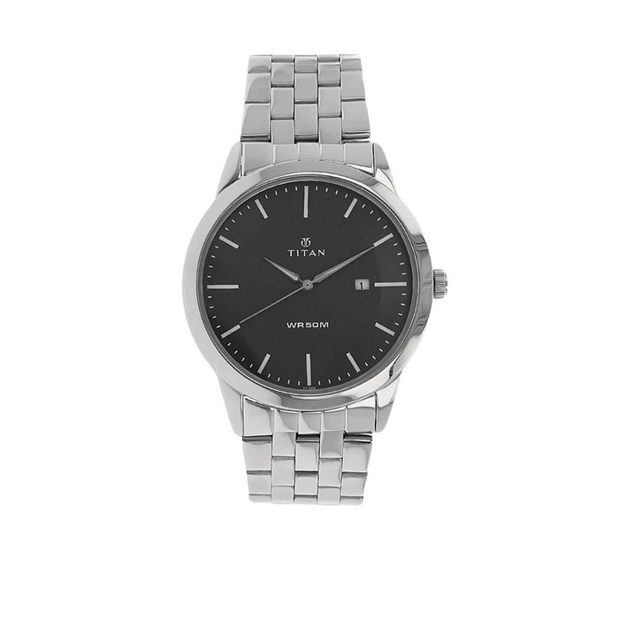 Titan Workwear Men’s Designer Dress Watch | Quartz, Water Resistant, Stainless Steel or Leather Band, silver