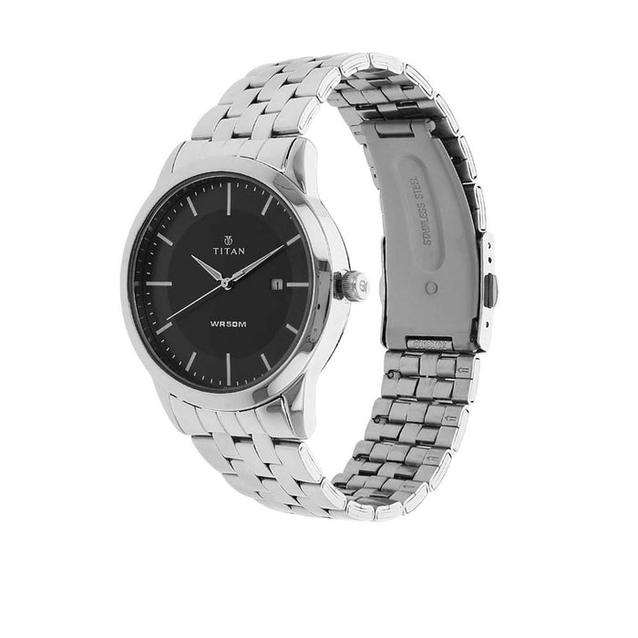 Titan Workwear Men’s Designer Dress Watch | Quartz, Water Resistant, Stainless Steel or Leather Band, silver