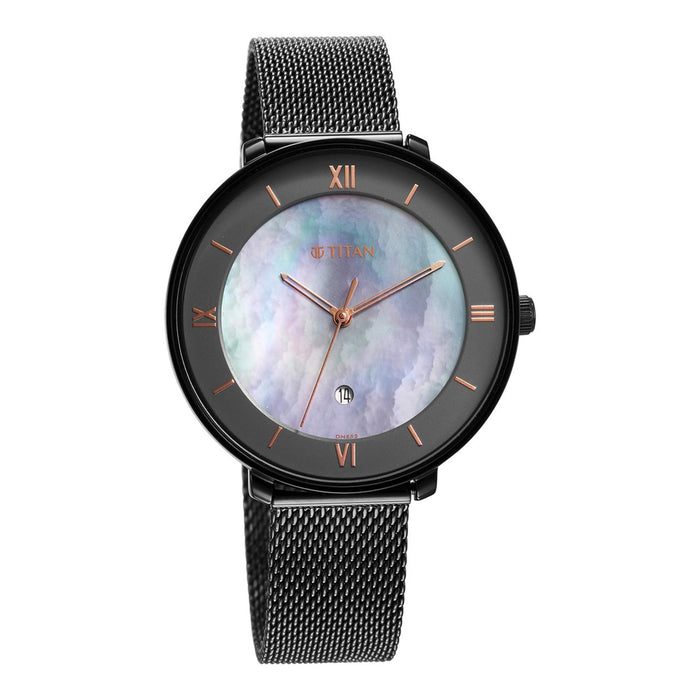 Titan Workwear Mother Of Pearl Dial Stainless Steel Strap Watch for Women 2651QM04