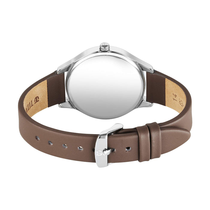 Titan Workwear Quartz Analog Rose Gold Dial Brown Colour Leather Strap Watch For Women 2781SL01