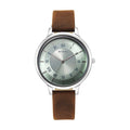 Titan Workwear Quartz Analog Silver Dial Brown Leather Strap Watch For Women 2732sl02