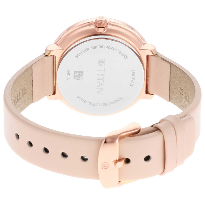 Titan Workwear Rose Gold Dial Red Leather Strap Watch 2651WL03