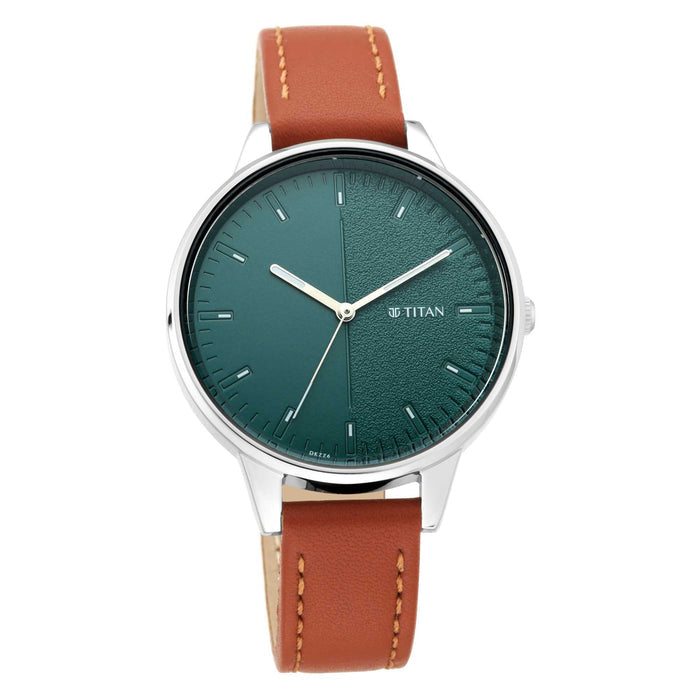 Titan Workwear Watch with Green Dial Leather Strap 2648SL01