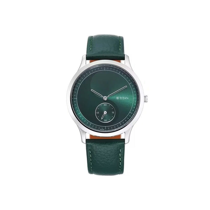Titan Yin & Yang Green Dial Analog Leather Strap Watch for Men 1825SL05