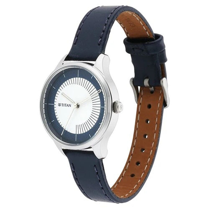 Titan Yin & Yang White Dial Analog Leather Strap Watch for Women 2649SL03