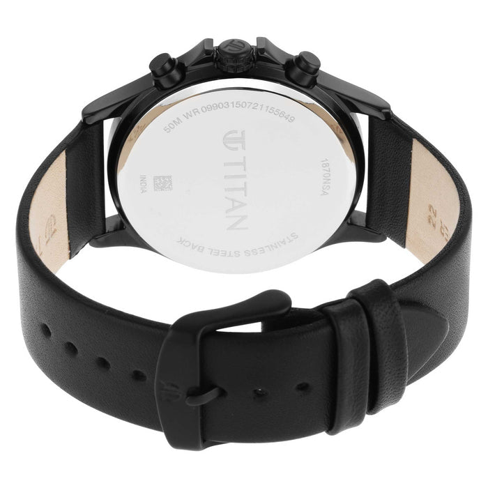 Workwear Black Dial Black Leather Strap Watch