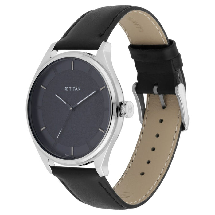 Workwear Watch with Black Dial & Leather Strap