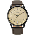 Workwear Watch with Golden Dial & Leather Strap