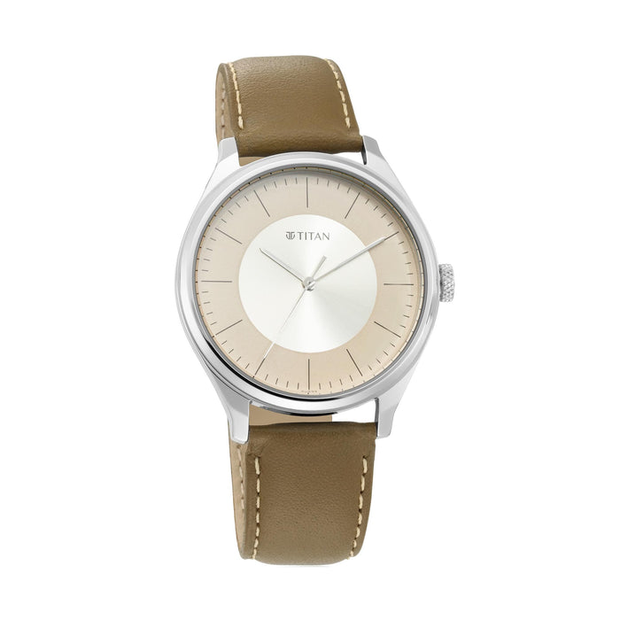 Workwear Watch with Olive Grey Dial & Leather Strap